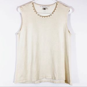 RAFAEL SILK KNIT STUDDED TANK - SZ M